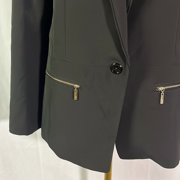 White House Black Market Black Single Button Zipper Accent Blazer - Picture 8 of 16